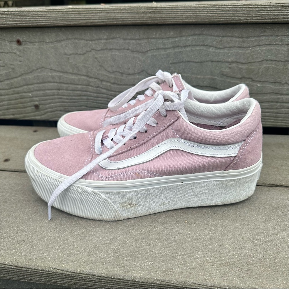 Vans Old Skool Platform Stackform Suede Skate Shoes Lilac Size 6.5 - Picture 4 of 5